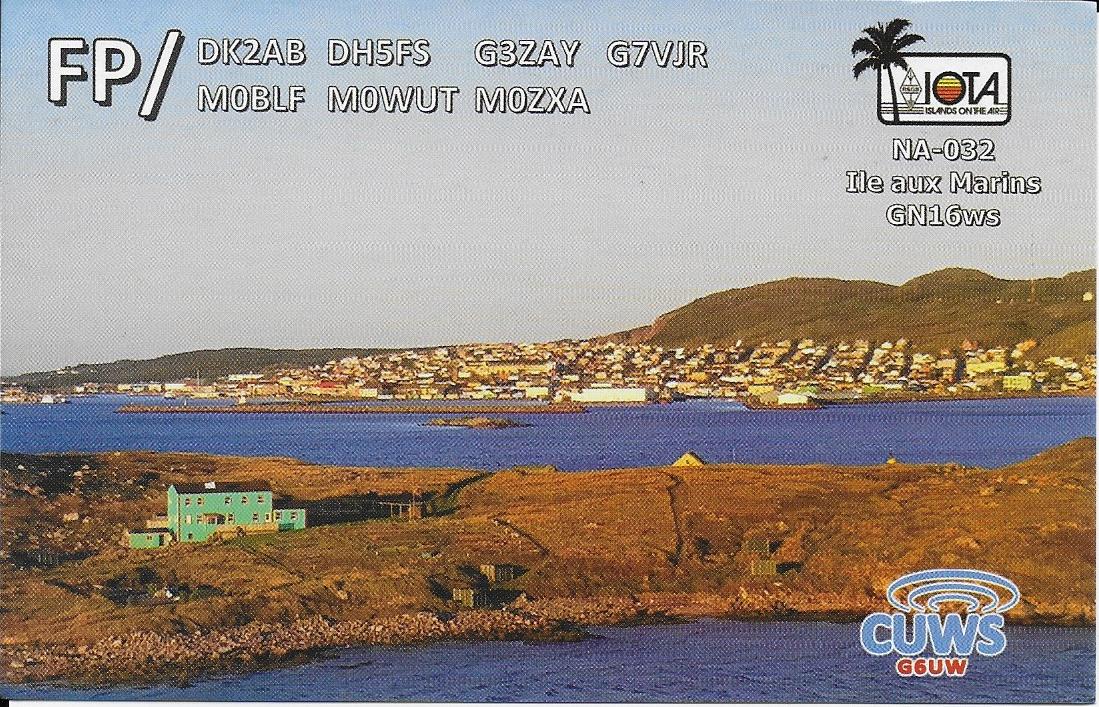QSL showing our QTH on Ile aux Marins