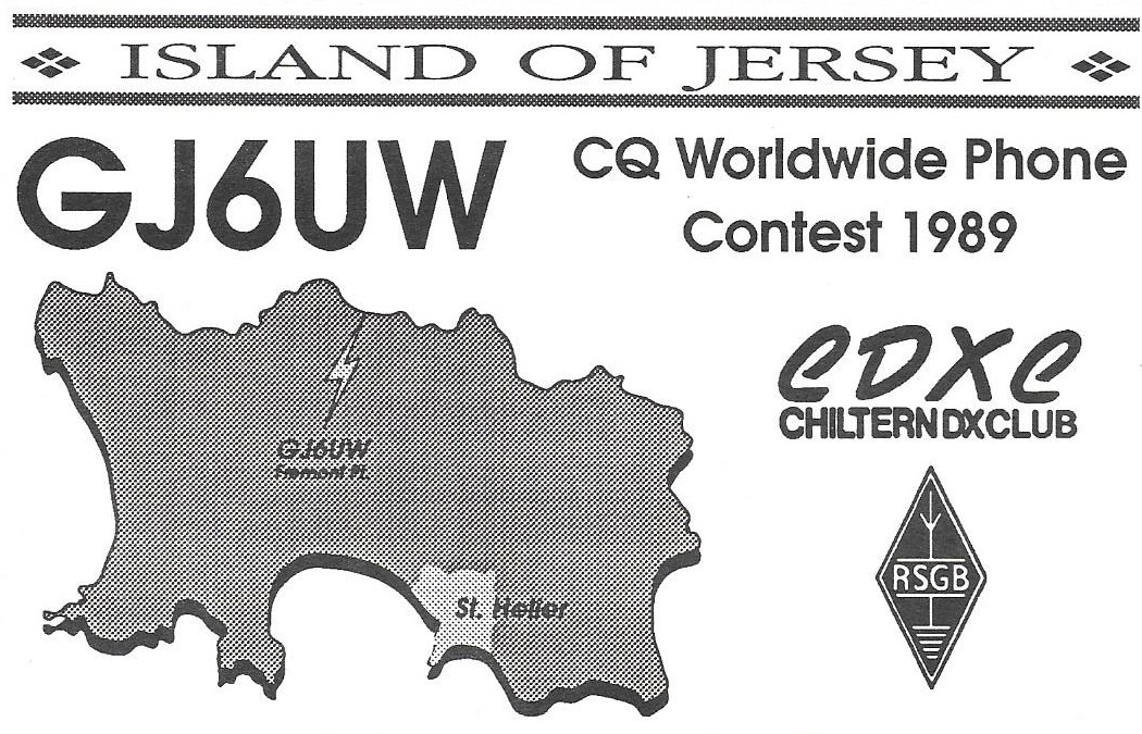 QSL card for IOTA Contest from Jersey, 1989