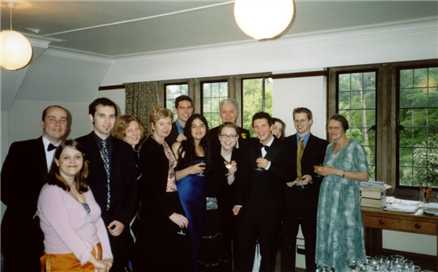 All the Girton linguists and staff having drinks before the dinner