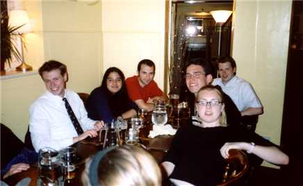 Girton linguists in the Old Crown in Girton, the night before exam results were published.