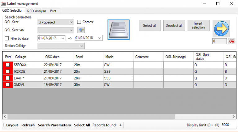 qsl label printing program