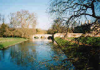 The 'Backs': Looking at the bridge over the Cam at Clare College from King's College